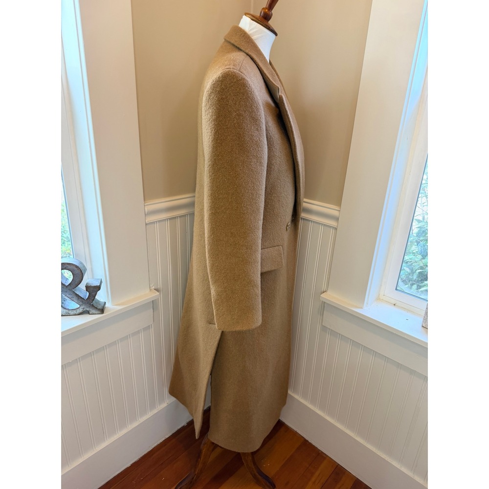 Sandro Straight Cut Brushed Wool Coat Double Breasted Long Camel Brown 36 S - Picture 12 of 16